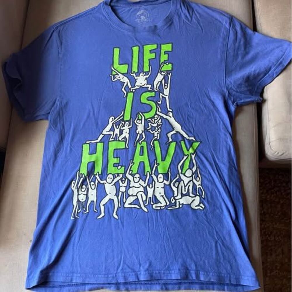 TeeMace Life Is Heavy Graphic T-Shirt Blue Men’s Size XL Short Sleeve Tee